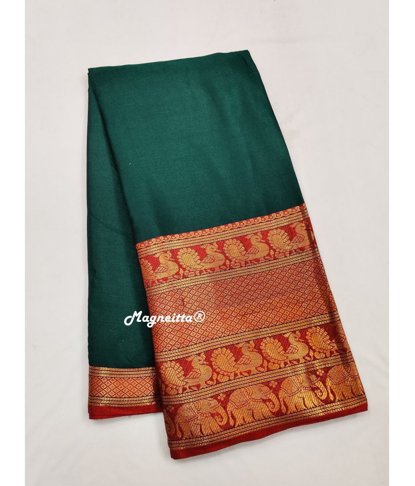     			Magneitta Silk Blend Woven Saree With Blouse Piece ( Green , Pack of 1 )