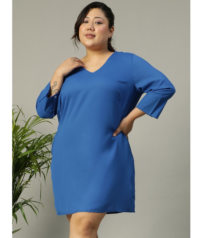     			Oxolloxo Polyester Solid Above Knee Women's A-line Dress - Blue ( Pack of 1 )