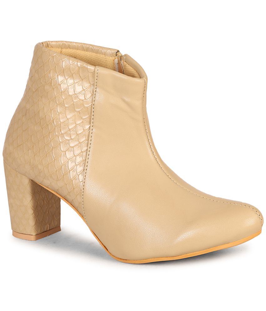     			Saheb Beige Women's Ankle Length Boots