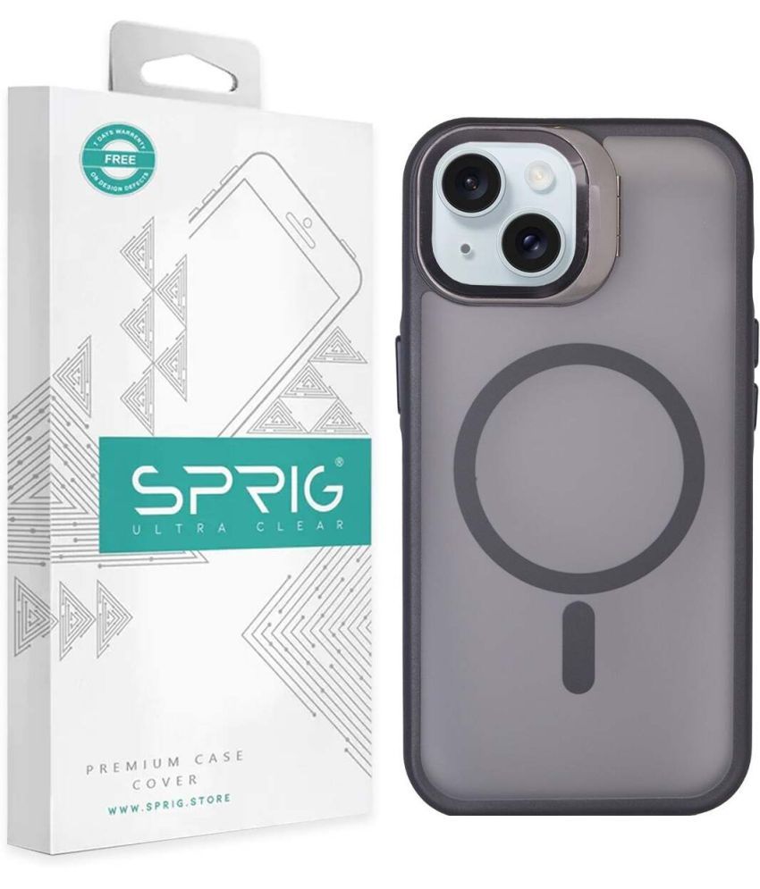     			Sprig Plain Cases Compatible For Polycarbonate Iphone 15 Back Case With Camera Glass Stand ( Pack of 1 )