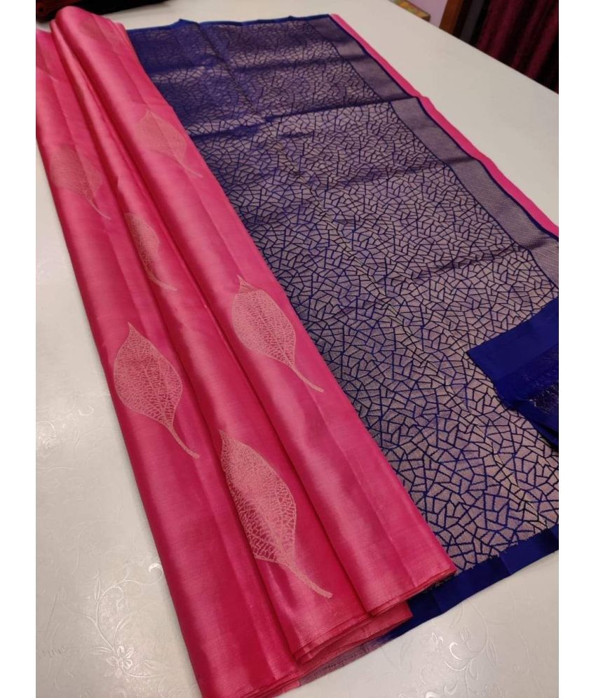     			A TO Z CART Silk Blend Embellished Saree With Blouse Piece ( Pink , Pack of 1 )