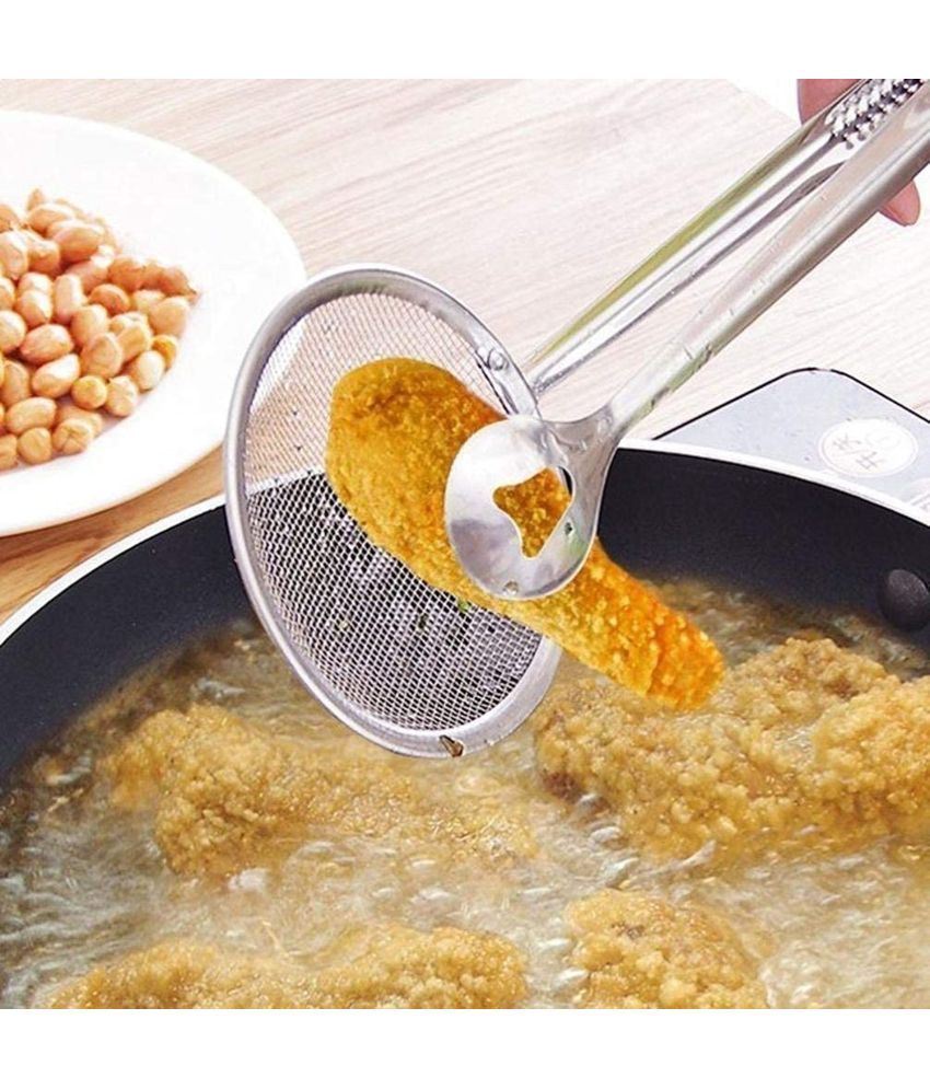     			ATIPRIYA Silver Stainless Steel 2 in 1 Deep Fry Tool Filter Spoon Strainer ( Set of 1 )