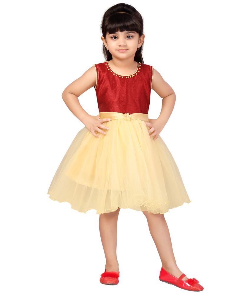     			Aarika Net Frock For Girls ( Pack of 1 , Maroon )