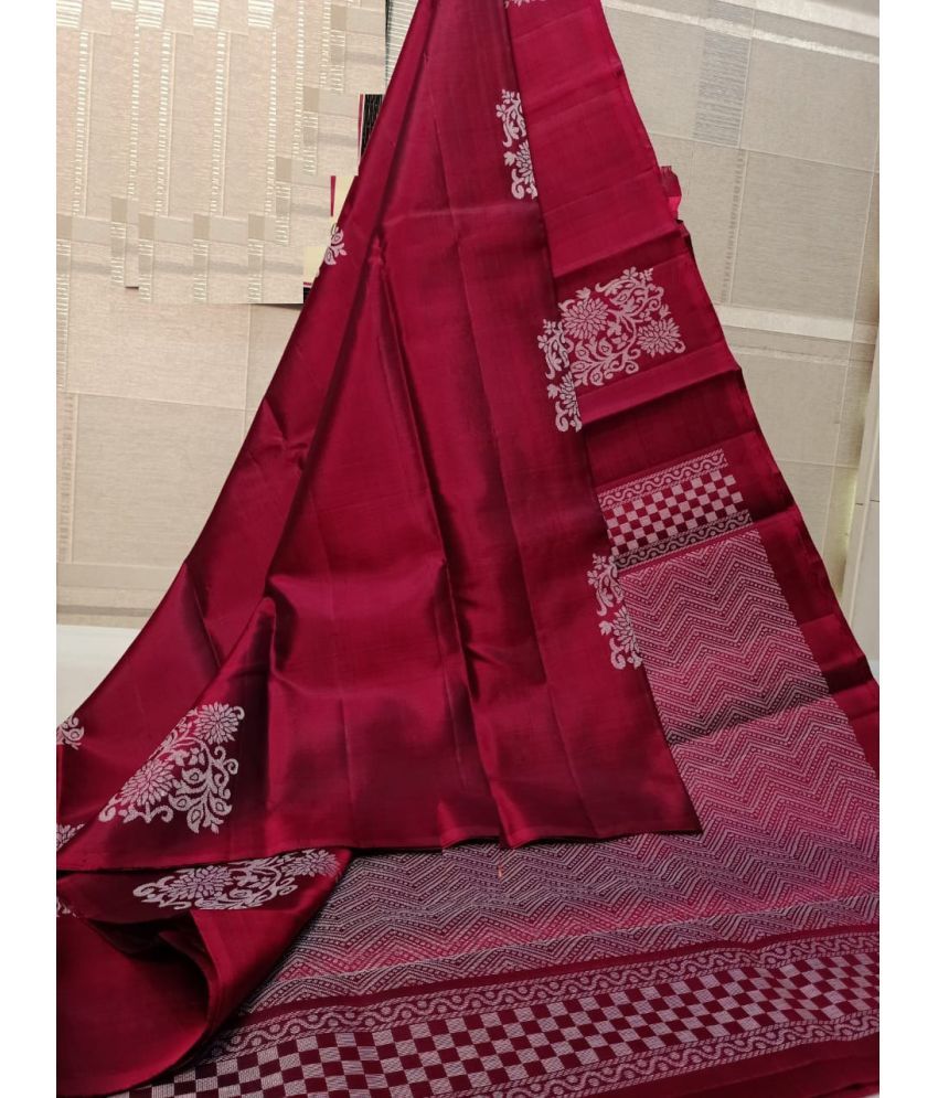     			Aika Silk Blend Embellished Saree With Blouse Piece ( Maroon , Pack of 1 )