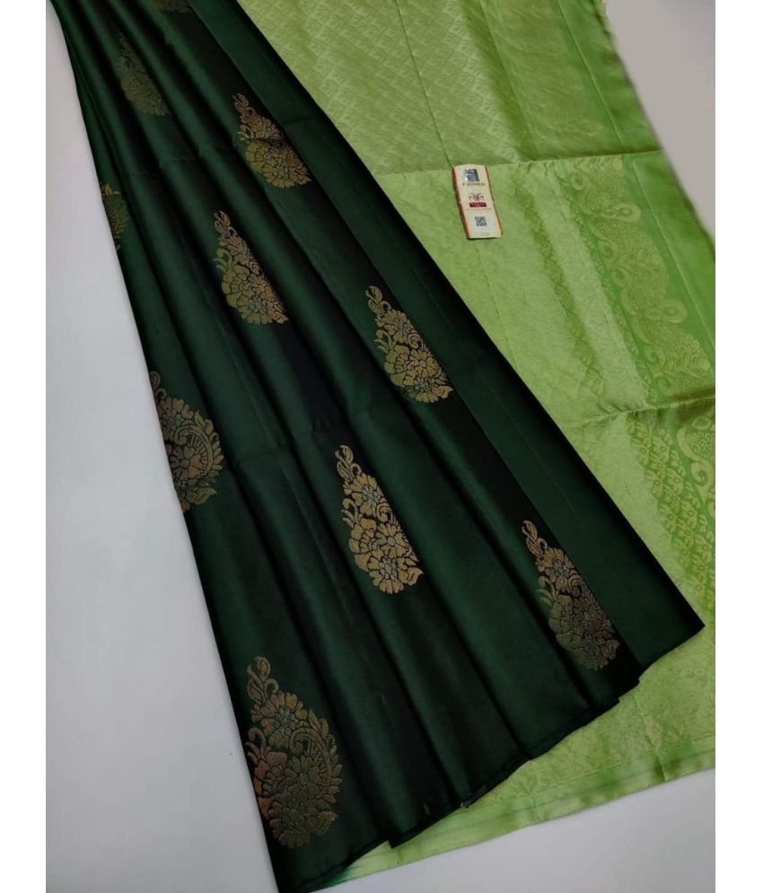     			Apnisha Silk Blend Embellished Saree With Blouse Piece ( Green , Pack of 1 )