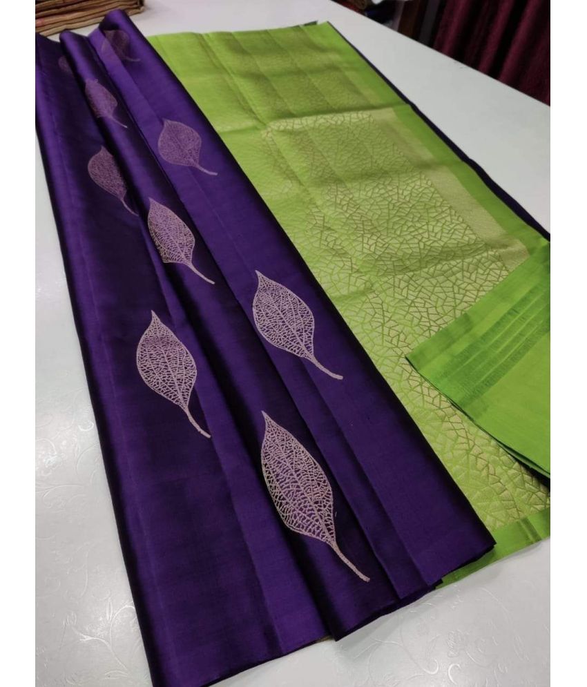     			Apnisha Silk Blend Embellished Saree With Blouse Piece ( Purple , Pack of 1 )