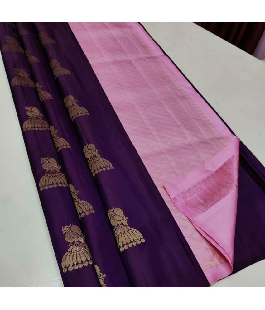     			Apnisha Silk Blend Embellished Saree With Blouse Piece ( Purple , Pack of 1 )