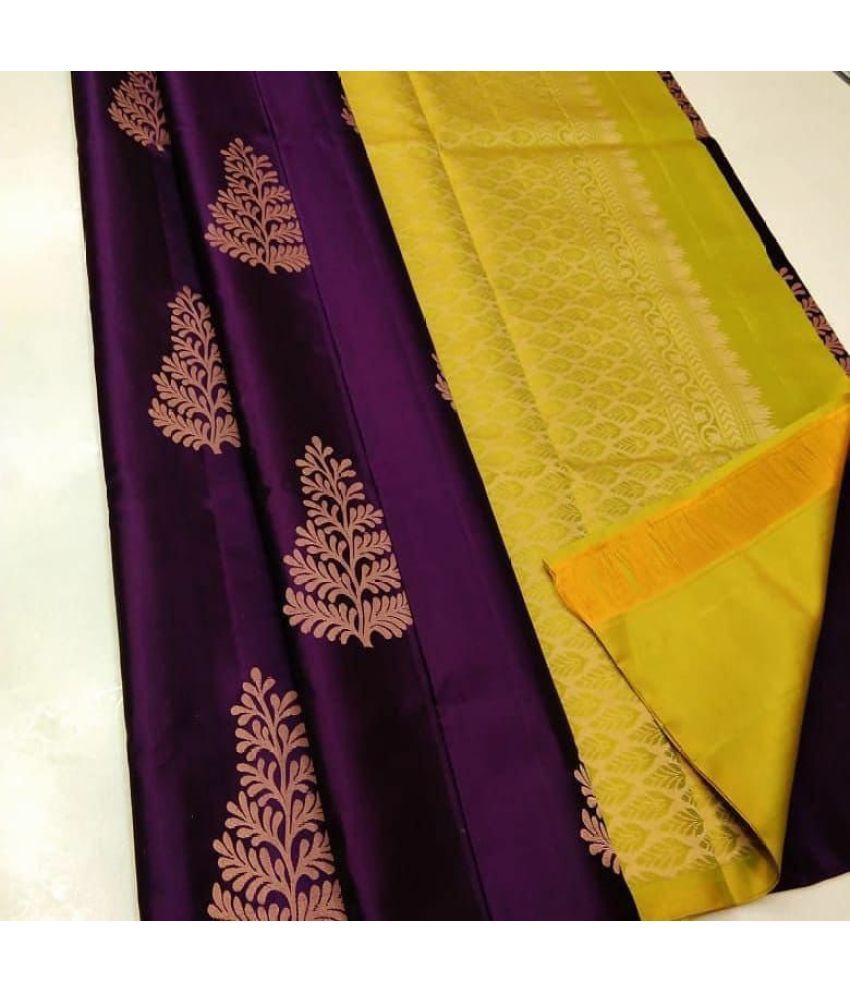     			Apnisha Silk Blend Embellished Saree With Blouse Piece ( Purple , Pack of 1 )