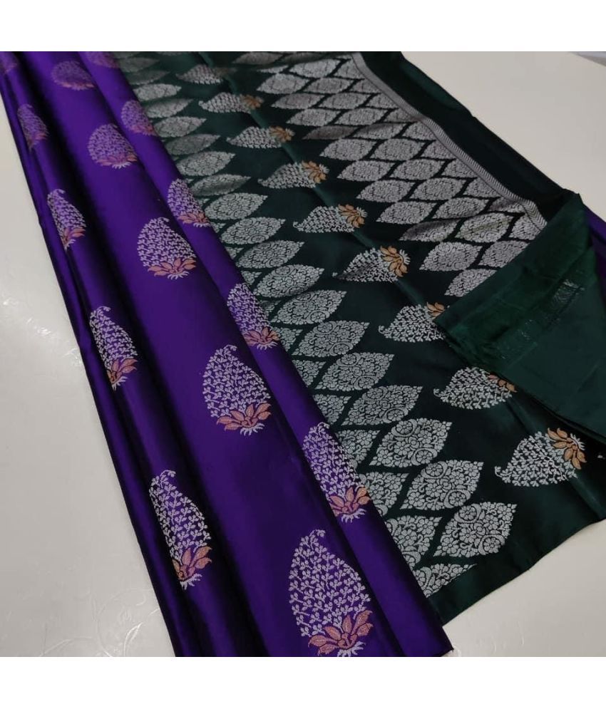     			Apnisha Silk Blend Embellished Saree With Blouse Piece ( Purple , Pack of 1 )