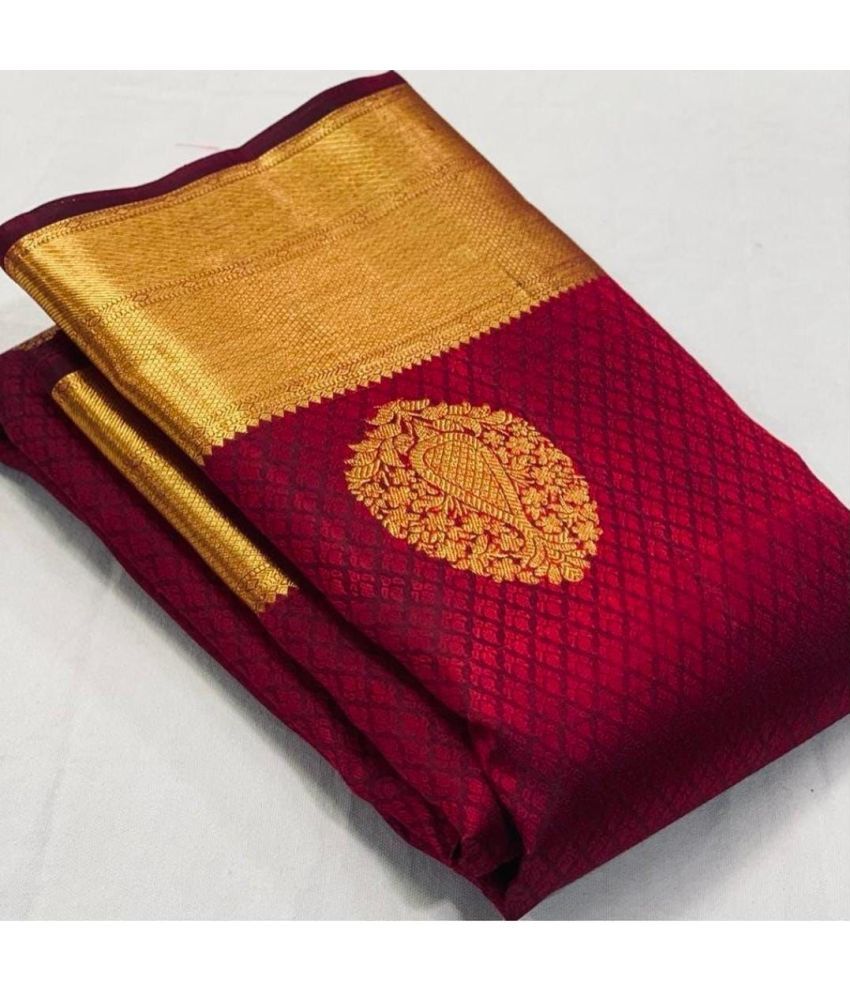     			Apnisha Silk Blend Embellished Saree With Blouse Piece ( Maroon , Pack of 1 )