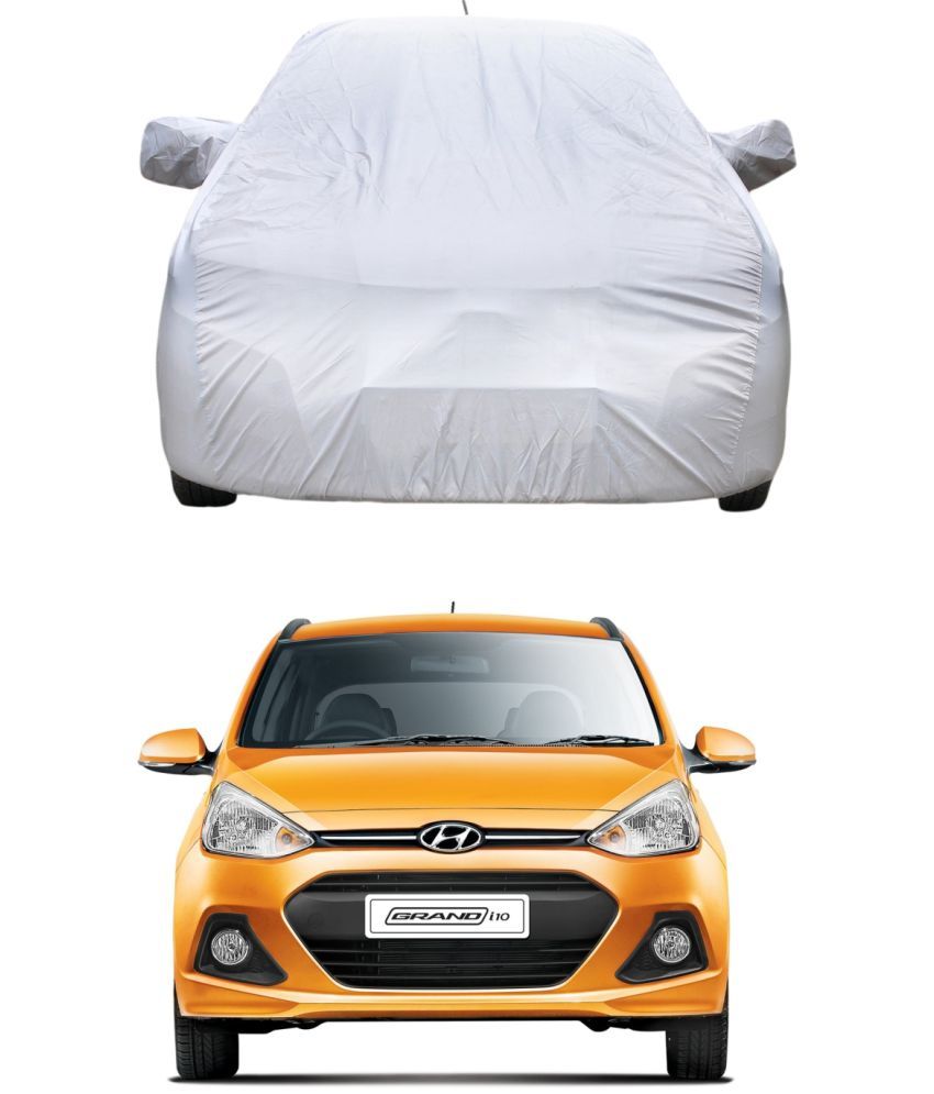     			AutoRetail Car Body Cover for Hyundai Grand i10 With Mirror Pocket ( Pack of 1 ) , Silver