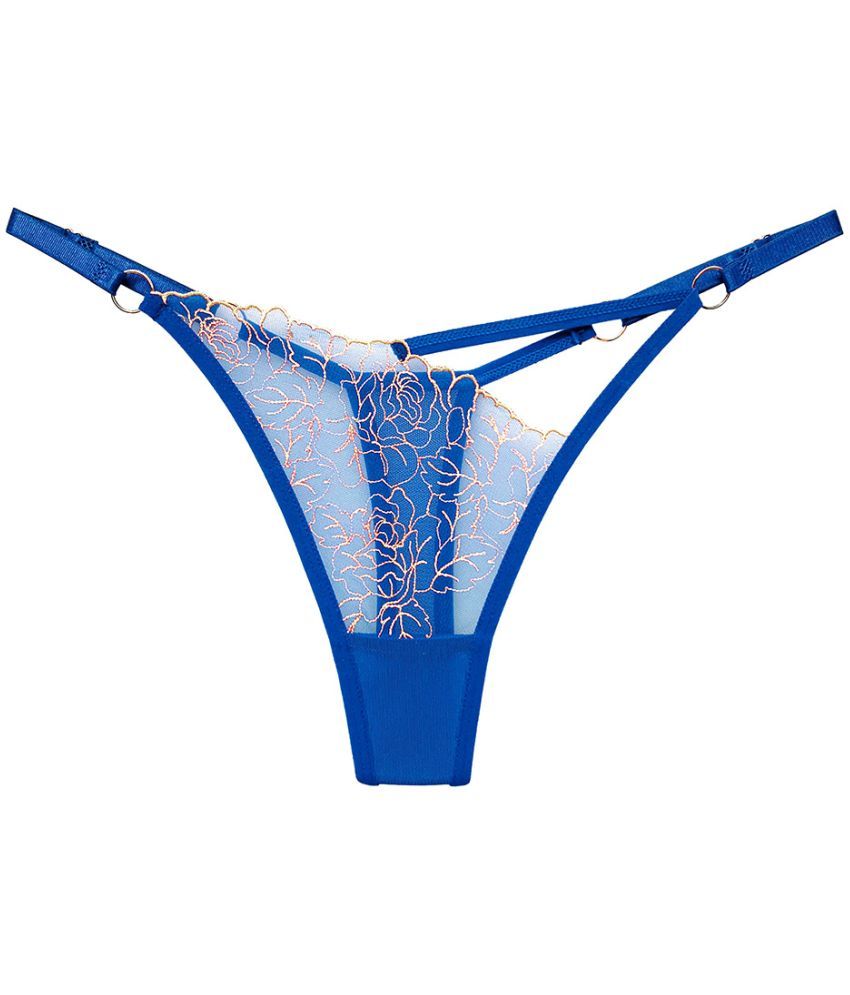     			FIHA Pack of 1 Lace Thongs For Women ( Blue )