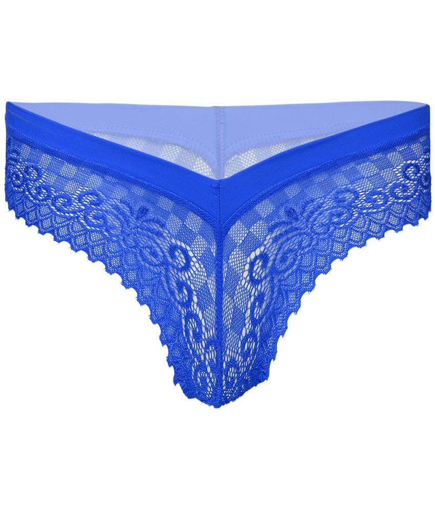     			FIHA Pack of 1 Lace Thongs For Women ( Blue )