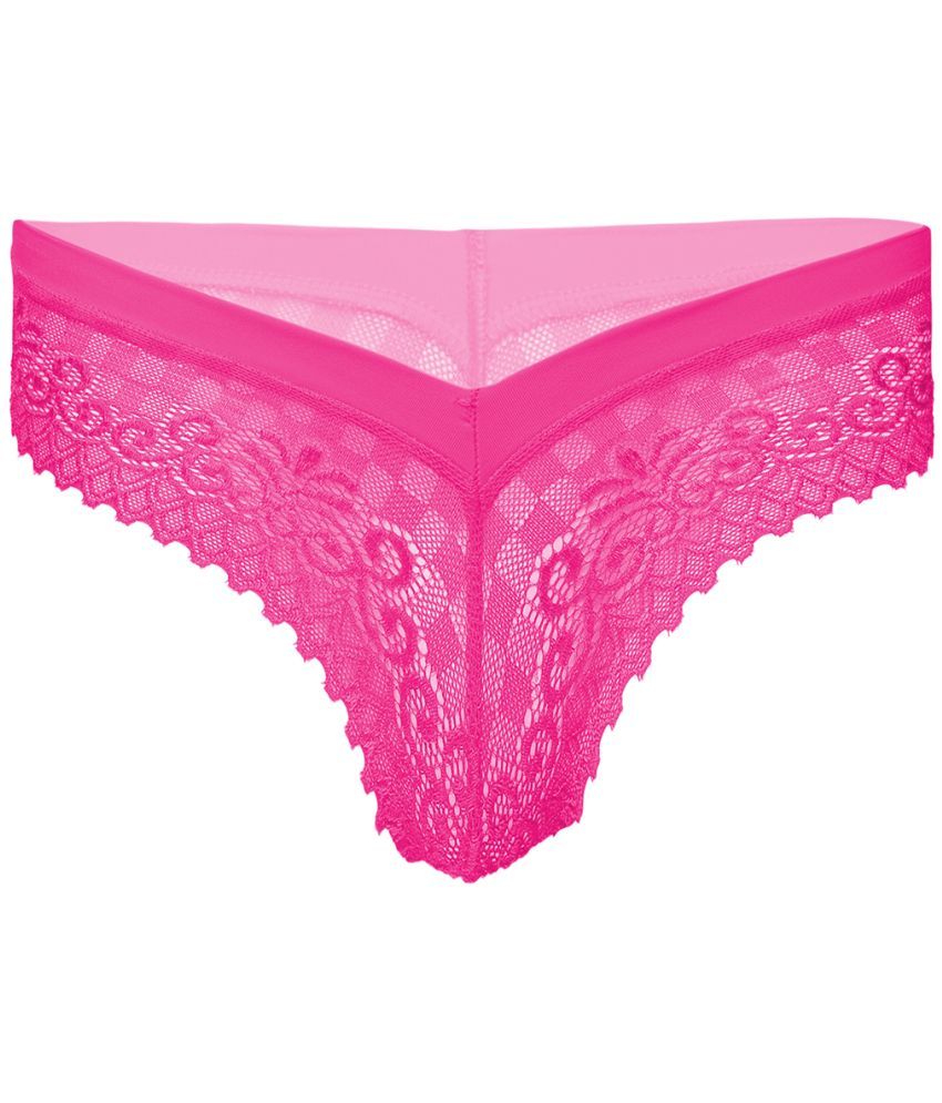     			FIHA Pack of 1 Lace Thongs For Women ( Pink )