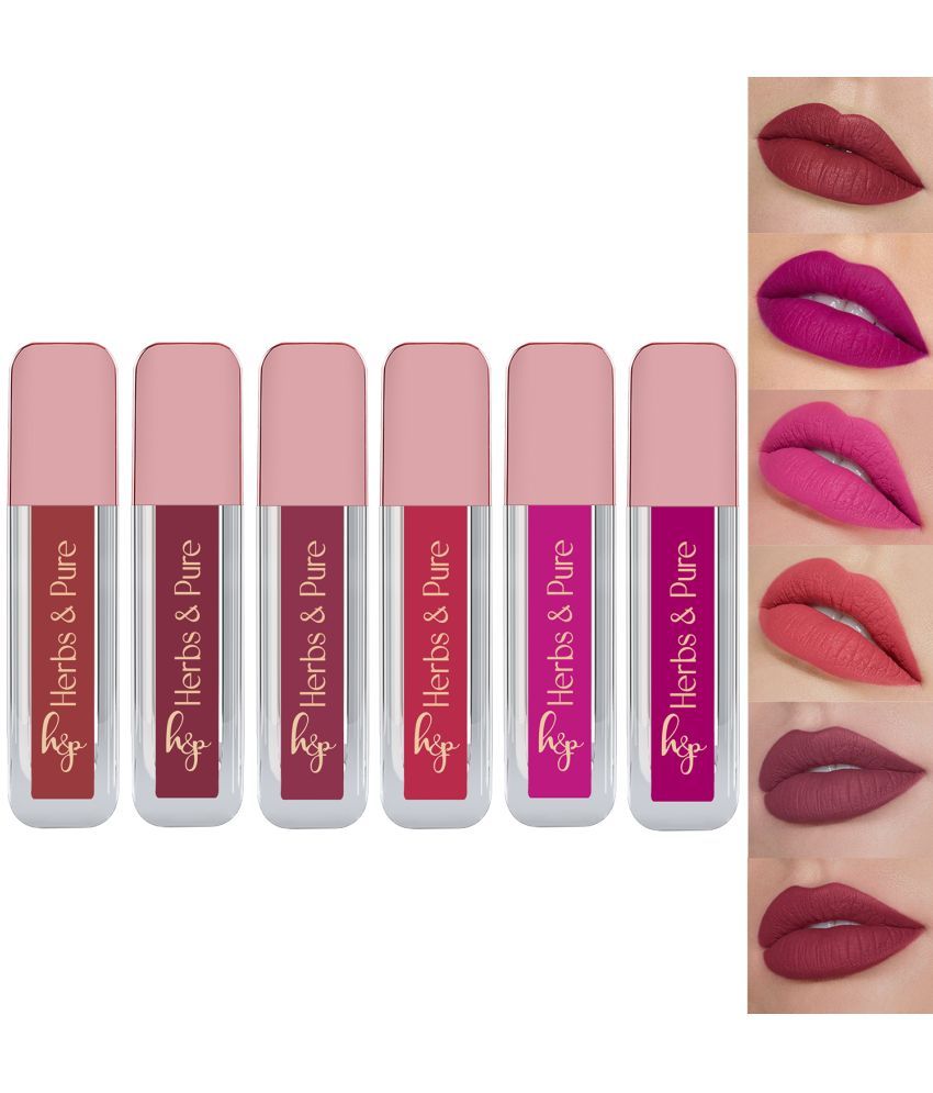     			Herbs and Pure Non-Drying, Matte Finish, Full Coverage, Liquid Lipstick (Pack of 1 of 6 (12ml)