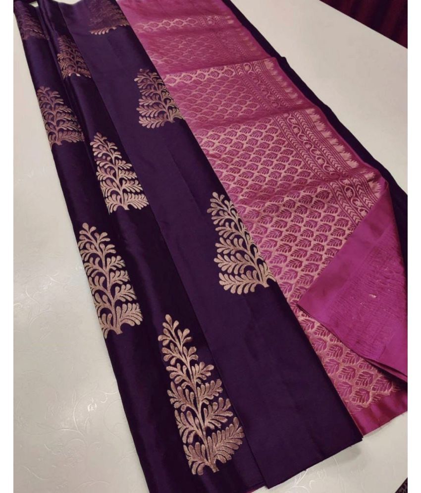     			JULEE Silk Blend Embellished Saree With Blouse Piece ( Wine , Pack of 1 )