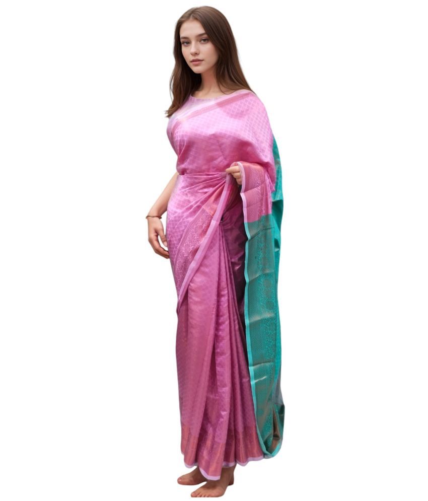     			KALRA MAGIC Banarasi Silk Solid Saree With Blouse Piece ( Pink , Pack of 1 )