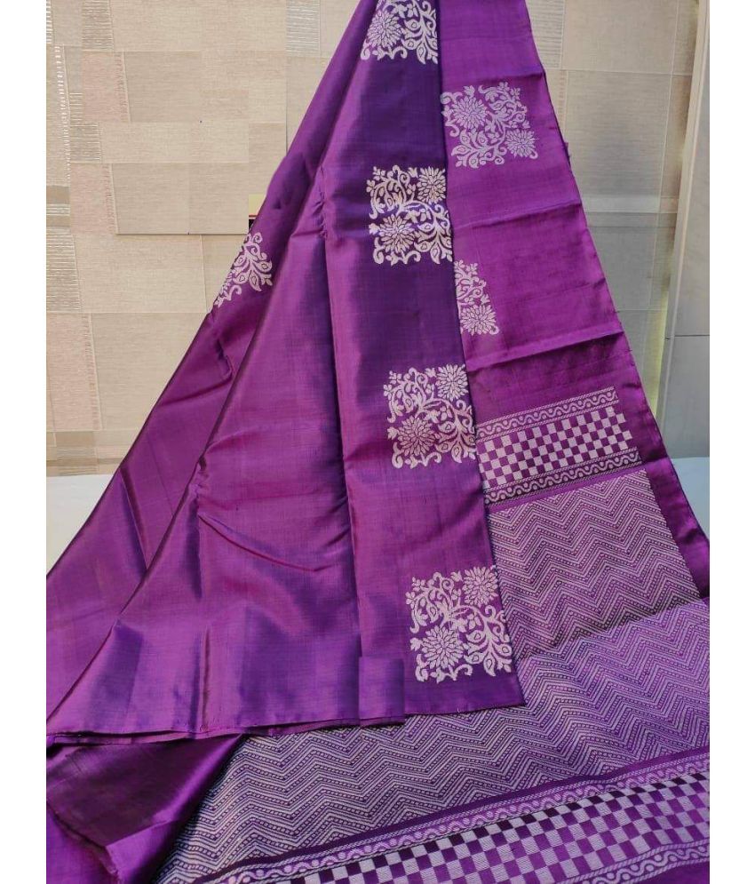     			Lady Shopi Silk Blend Embellished Saree With Blouse Piece ( Purple , Pack of 1 )