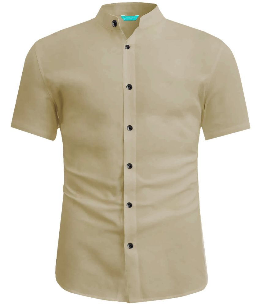     			VIMASUTI Cotton Blend Slim Fit Solids Half Sleeves Men's Casual Shirt - Beige ( Pack of 1 )