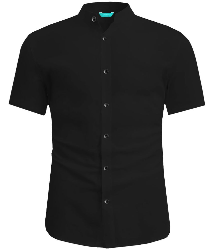     			VIMASUTI Cotton Blend Slim Fit Solids Half Sleeves Men's Casual Shirt - Black ( Pack of 1 )