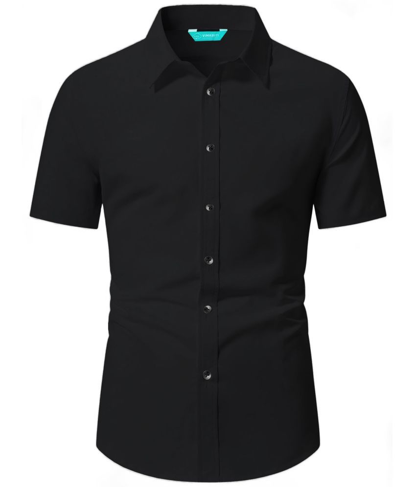     			VIMASUTI Cotton Blend Slim Fit Solids Half Sleeves Men's Casual Shirt - Black ( Pack of 1 )