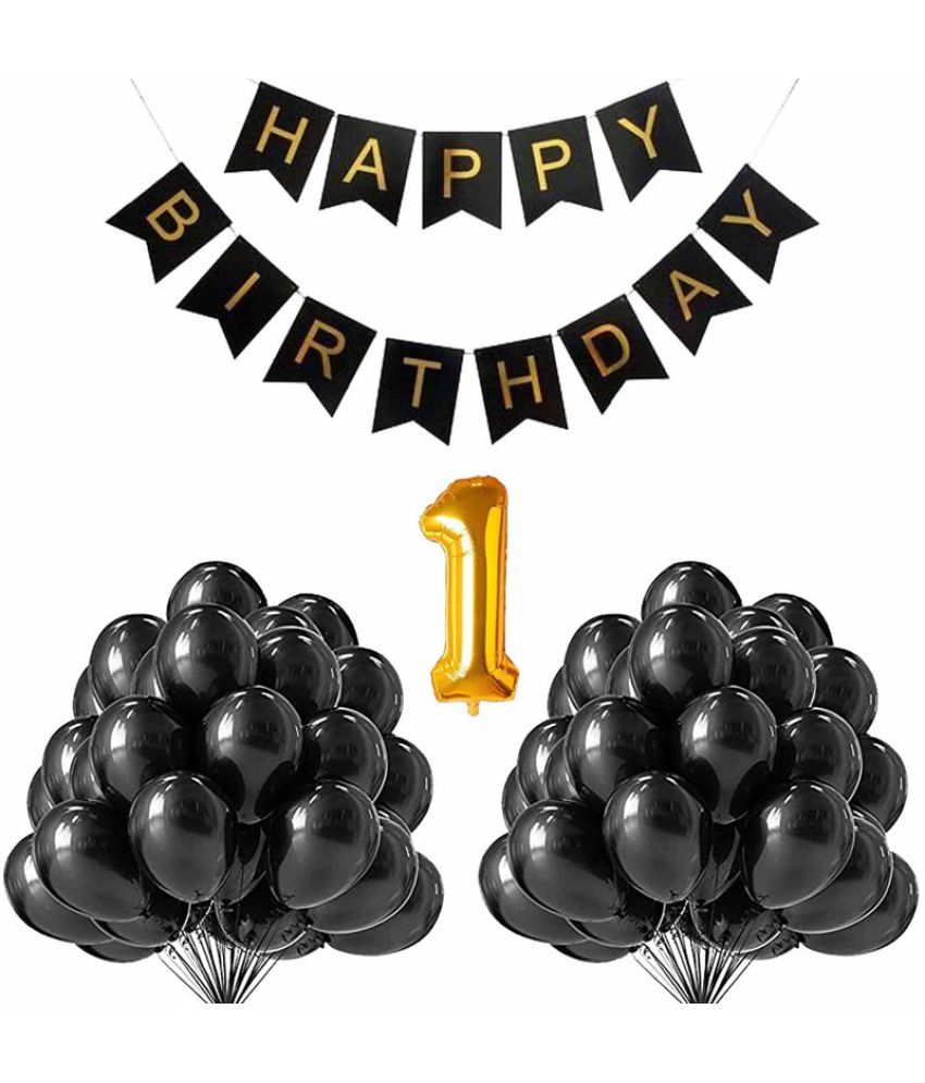     			CRAZYKART Balloon & Banner Theme First 1st Birthday Decoration Items For Boys Party Decoration Kit Balloon Combo Pack Of 32 Pcs Black