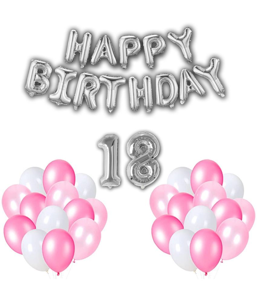     			CRAZYKART Balloon & Happy Birthday Foil Balloon Theme 18th Eighteenth Birthday Decoration Items For Girls Party Decoration Kit Balloon Combo Pack Of 32 Pcs Pink