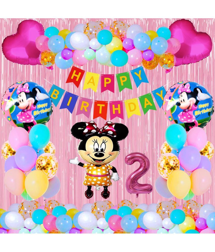     			CRAZYKART Minnie Mouse Theme Second 2nd Birthday Decoration Items For Girls Party Decoration Kit Balloon Combo Pack Of 39 Pcs Yellow