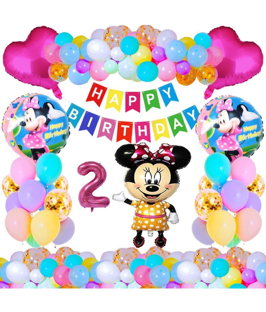     			CRAZYKART Minnie Mouse Theme Second 2nd Birthday Decoration Items For Girls Party Decoration Kit Balloon Combo Pack Of 37 Pcs Yellow