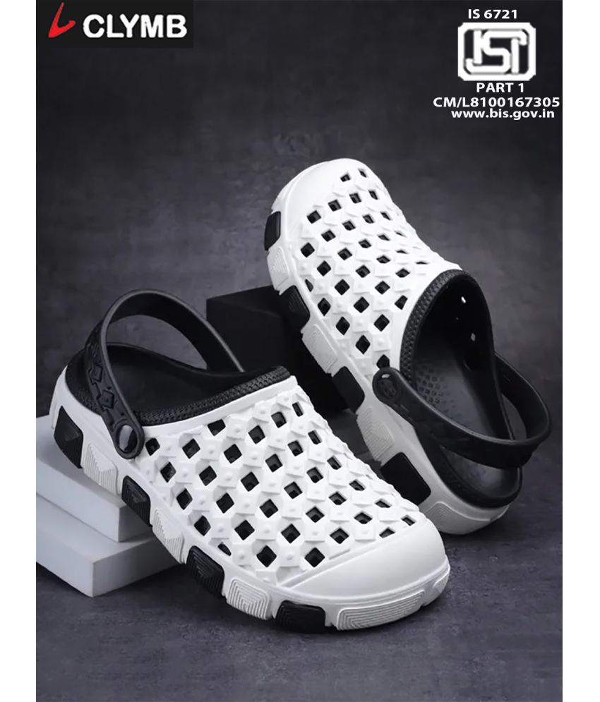     			Clymb - White Men's Clogs