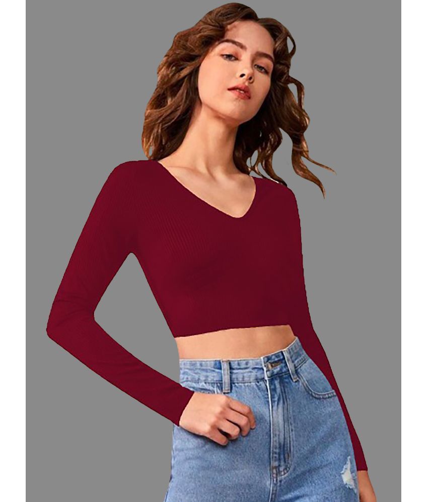     			Dream Beauty Fashion Maroon Polyester Women's Crop Top ( Pack of 1 )