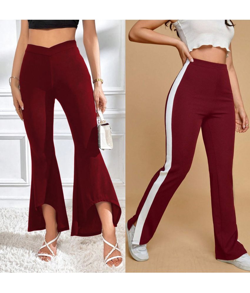     			Istyle Can Pack of 2 Lycra Relaxed Women's Casual Pants ( Maroon )