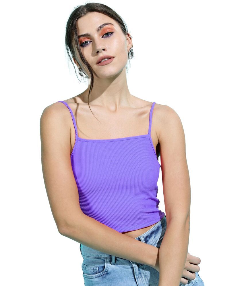     			Istyle Can Purple Cotton Blend Women's Crop Top ( Pack of 1 )