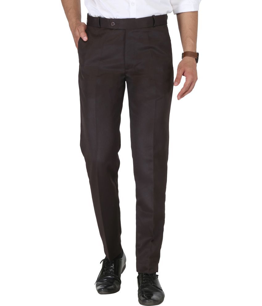     			KS Fashion Regular Flat Men's Formal Trouser - Brown ( Pack of 1 )