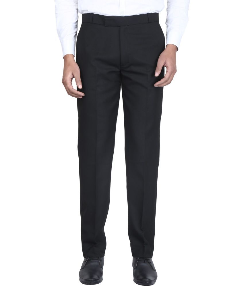     			KS Fashion Regular Flat Men's Formal Trouser - Black ( Pack of 1 )