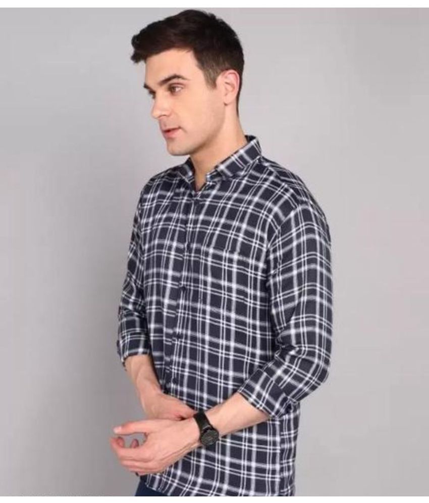     			STITCHCRAFTSTYLE Cotton Blend Regular Fit Checks Full Sleeves Men's Casual Shirt - Navy Blue ( Pack of 1 )