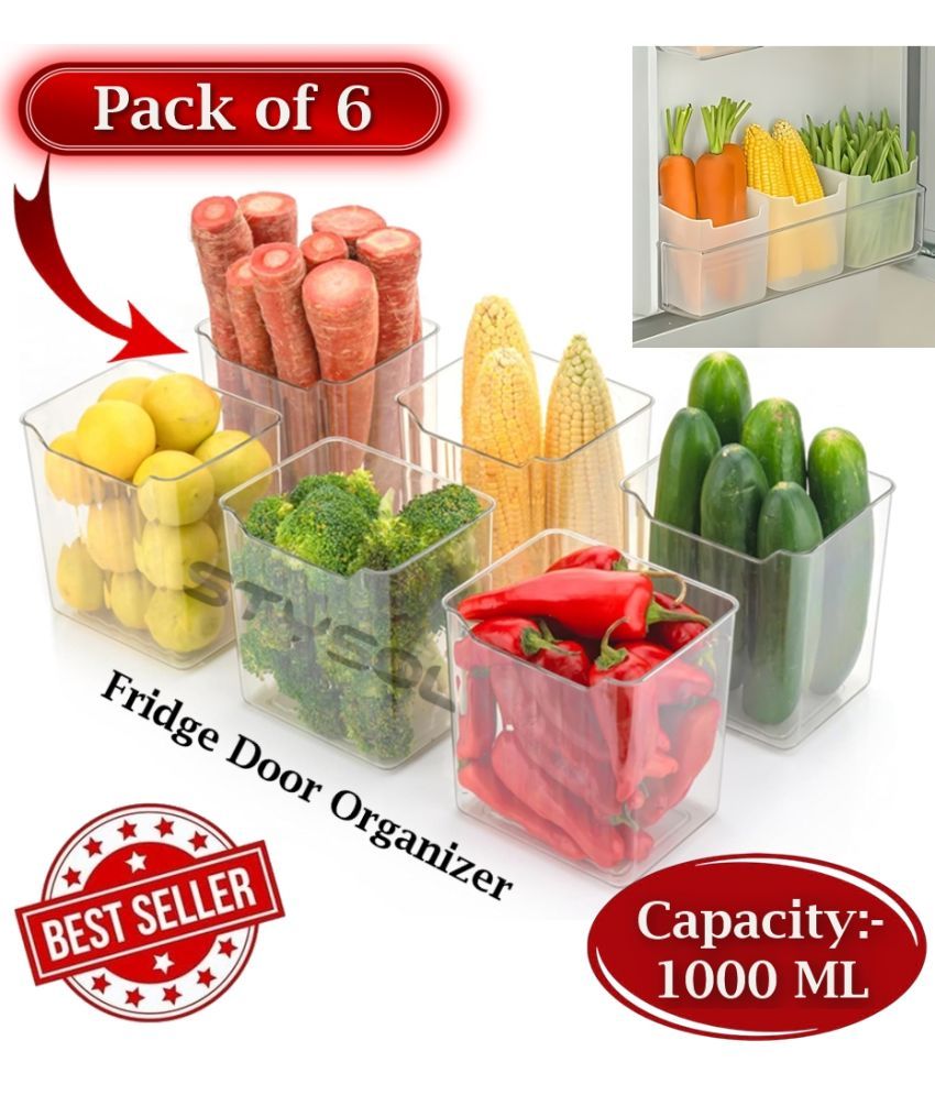     			Stysol Fridge container Plastic White Multi-Purpose Container ( Set of 6 )