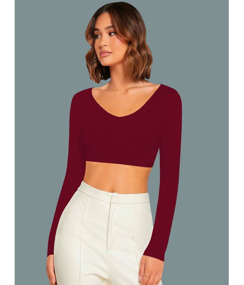     			Dream Beauty Fashion Maroon Polyester Women's Crop Top ( Pack of 1 )