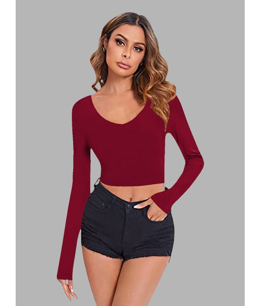     			Dream Beauty Fashion Maroon Polyester Women's Crop Top ( Pack of 1 )