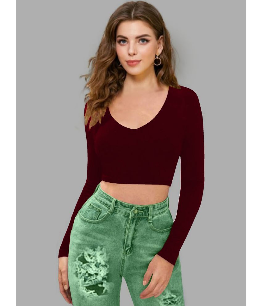     			Dream Beauty Fashion Maroon Polyester Women's Crop Top ( Pack of 1 )