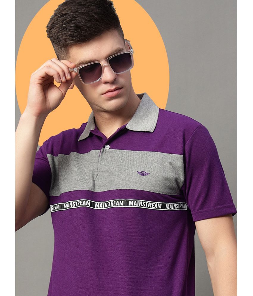     			GET GOLF Pack of 1 Cotton Blend Regular Fit Colorblock Half Sleeves Men's Polo T Shirt ( Purple )