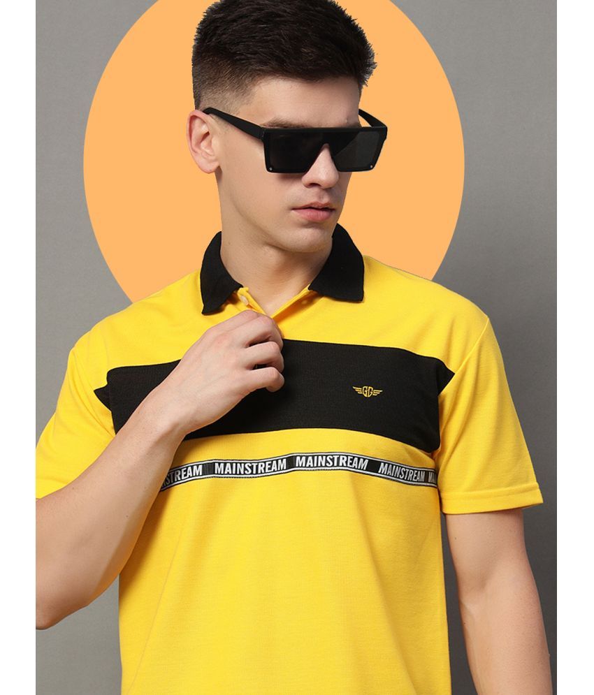     			GET GOLF Pack of 1 Cotton Blend Regular Fit Colorblock Half Sleeves Men's Polo T Shirt ( Yellow )