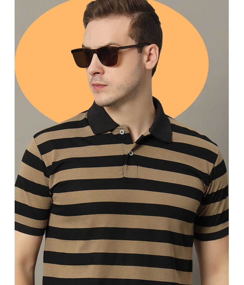     			GET GOLF Pack of 1 Cotton Blend Regular Fit Striped Half Sleeves Men's Polo T Shirt ( Black )