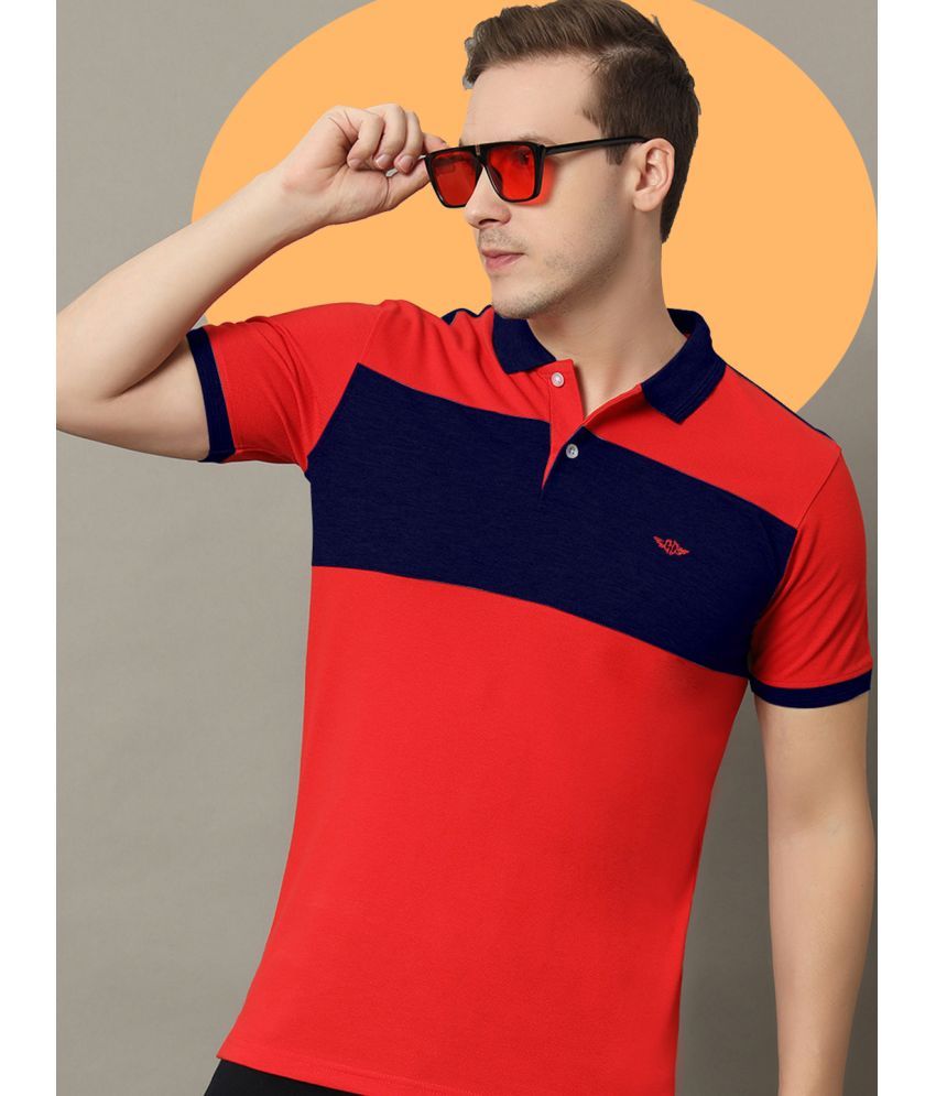     			GET GOLF Pack of 1 Cotton Blend Regular Fit Colorblock Half Sleeves Men's Polo T Shirt ( Red )