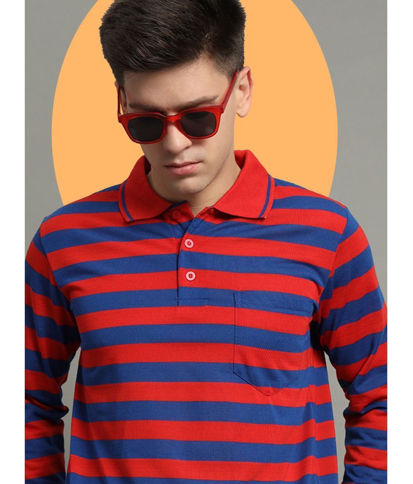     			GET GOLF Pack of 1 Cotton Blend Regular Fit Striped Full Sleeves Men's Polo T Shirt ( Red )