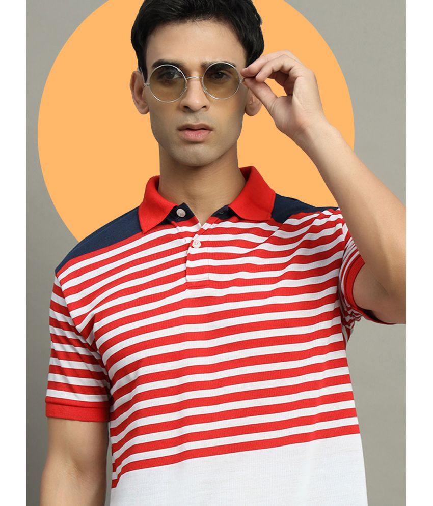     			GET GOLF Pack of 1 Cotton Blend Regular Fit Striped Half Sleeves Men's Polo T Shirt ( Red )