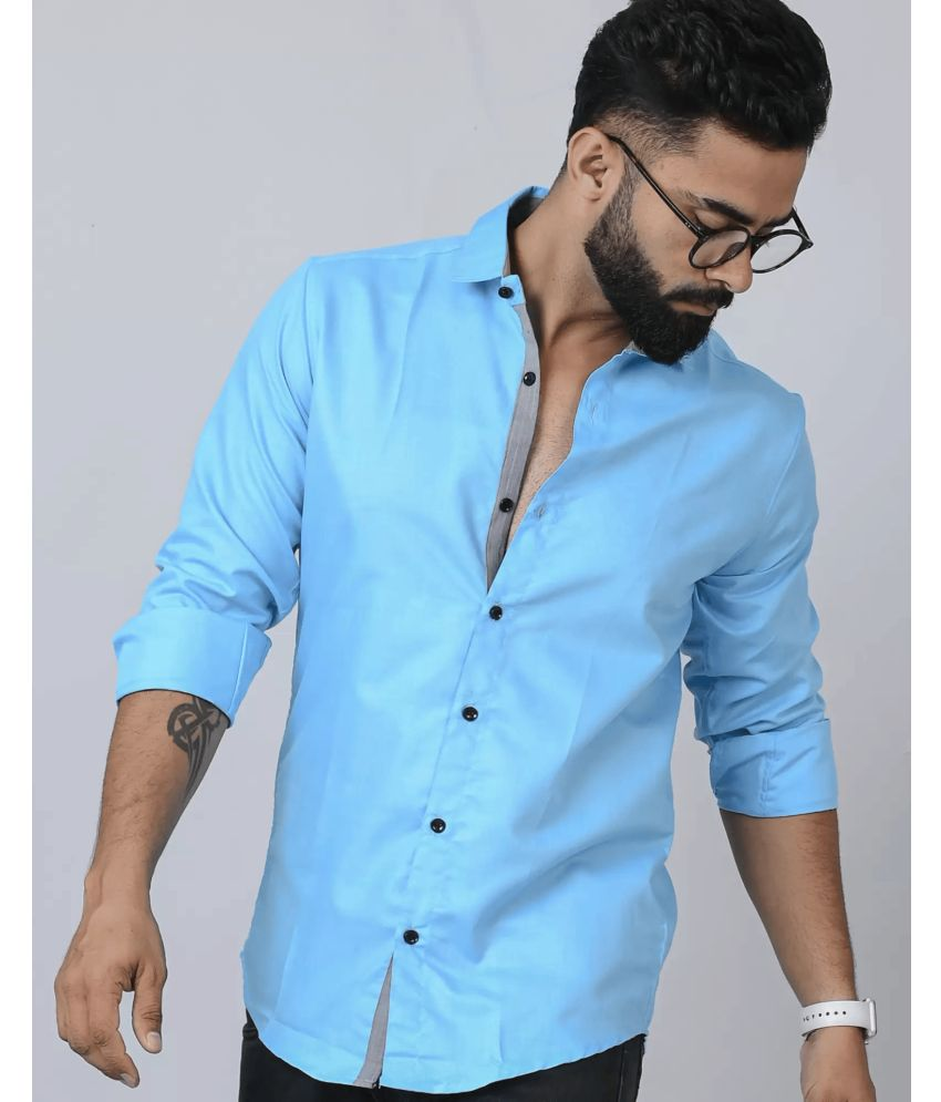     			VERTUSY Cotton Blend Regular Fit Solids Full Sleeves Men's Casual Shirt - Light Blue ( Pack of 1 )