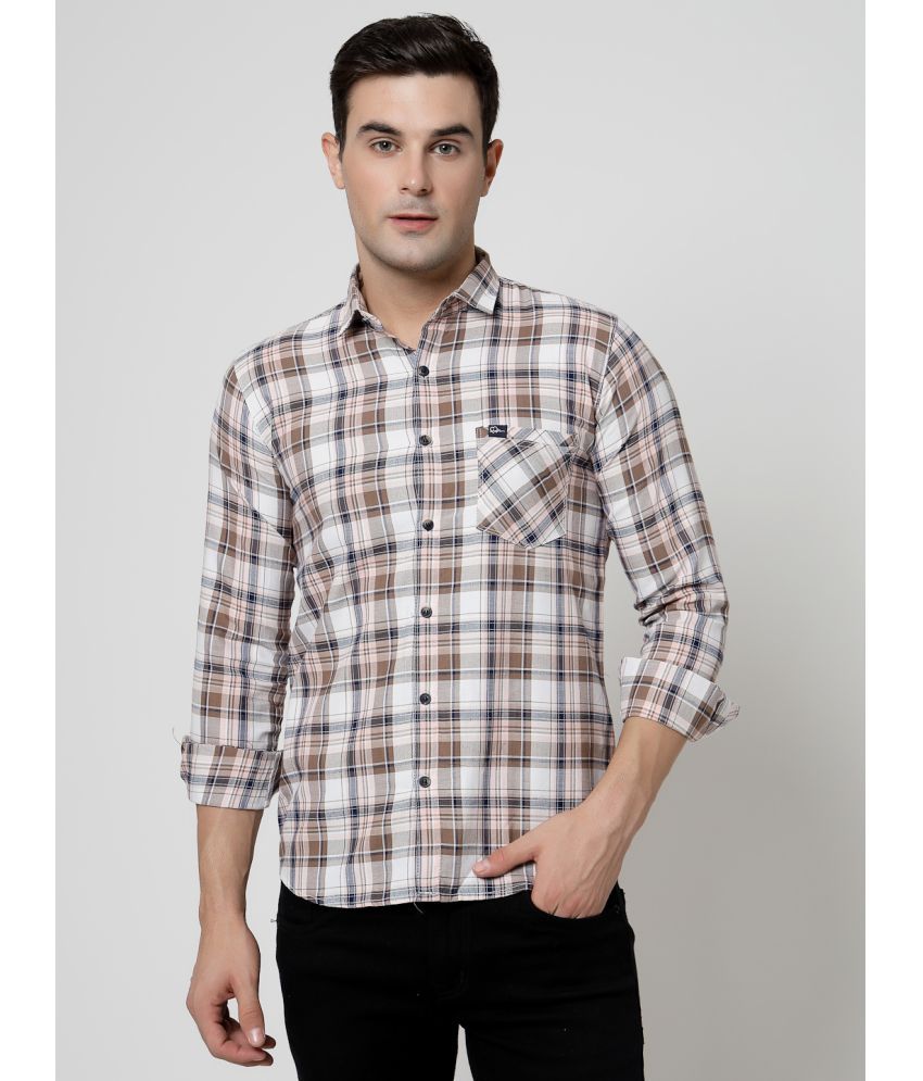     			ADWYN PETER 100% Cotton Regular Fit Checks Full Sleeves Men's Casual Shirt - Brown ( Pack of 1 )