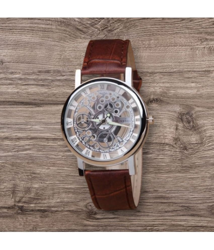     			Cosmic Brown Leather Analog Men's Watch