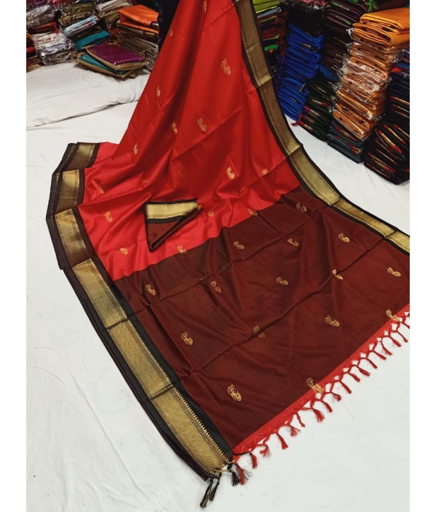     			FAB SILK Cotton Silk Woven Saree With Blouse Piece ( Red , Pack of 1 )